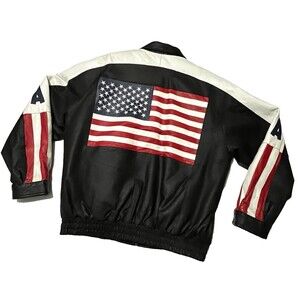 USA American Flag USA Leather Jacket Size 2XL